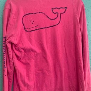 Vineyard Vines Pink Long Sleeve Shirt Whale Logo FREE add on S preppy coastal